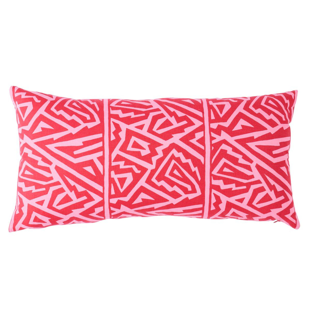 Schumacher Jagged Maze Pink 24" x 12" Pillow