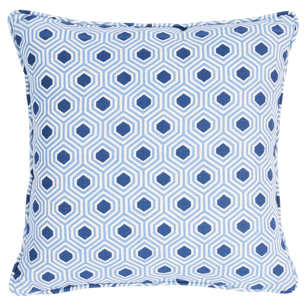 Schumacher Otis Hand Print Blue 16" x 16" Pillow