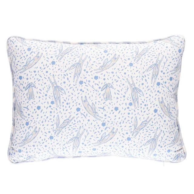 Schumacher Blue 16" x 12" Rabbit Pillow