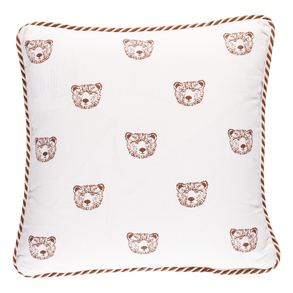 Schumacher Ivory 14" x 14" Bear Print Pillow
