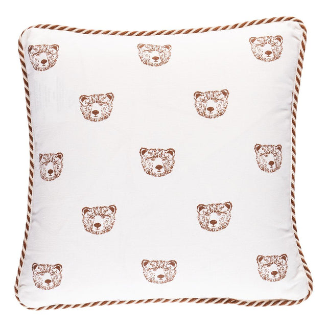 Schumacher Ivory 14" x 14" Bear Print Pillow