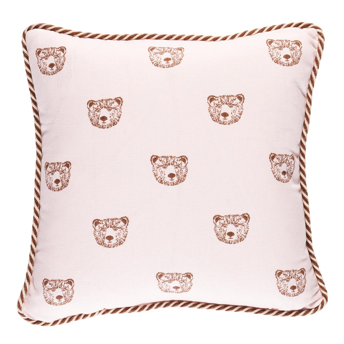 Schumacher Blush 14" x 14" Bear Print Pillow