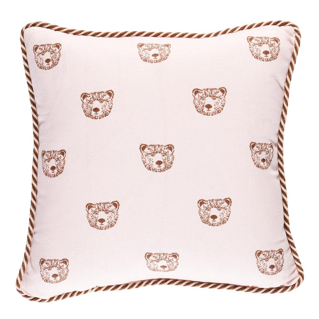Schumacher Blush 14" x 14" Bear Print Pillow