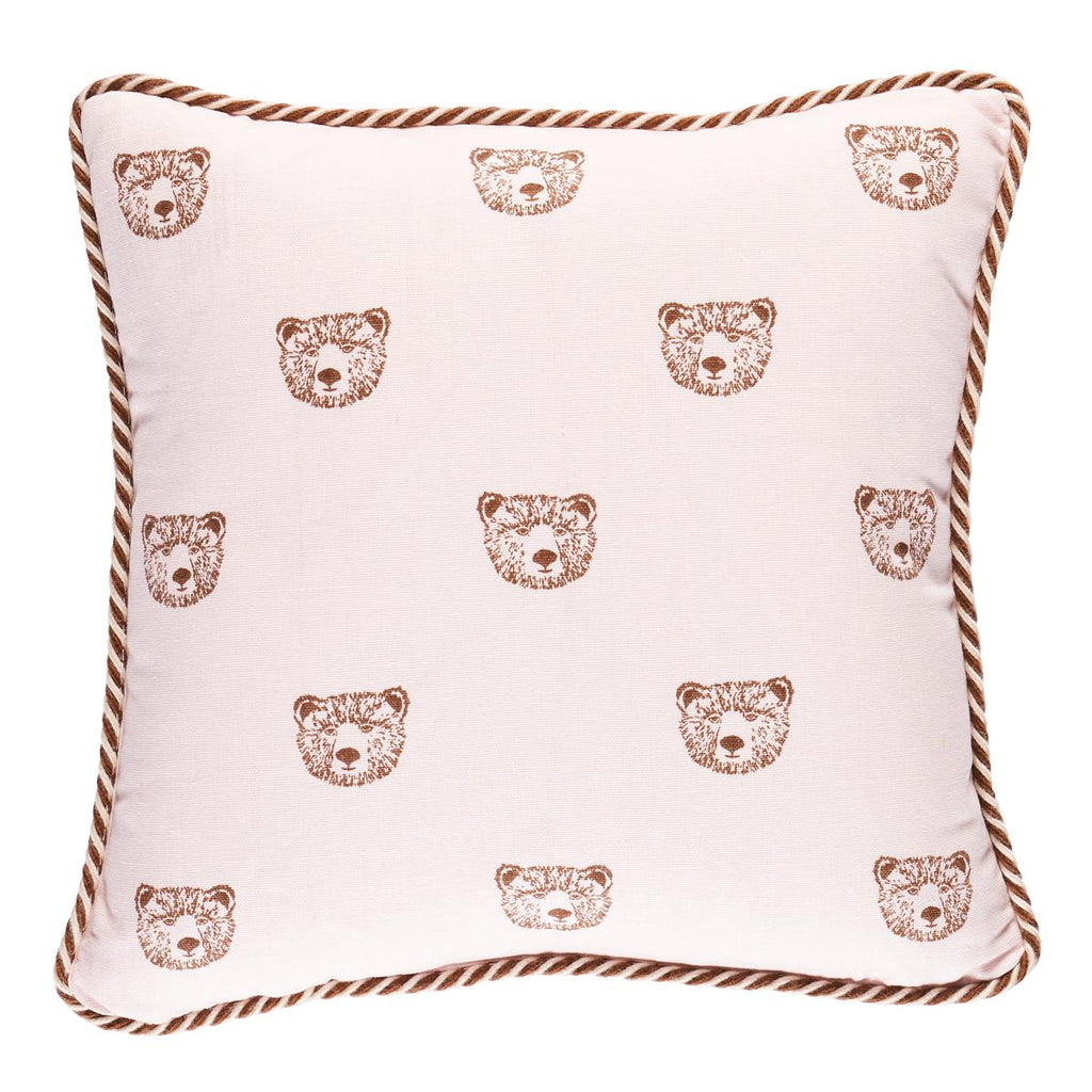 Schumacher Bear Print Blush 14" x 14" Pillow