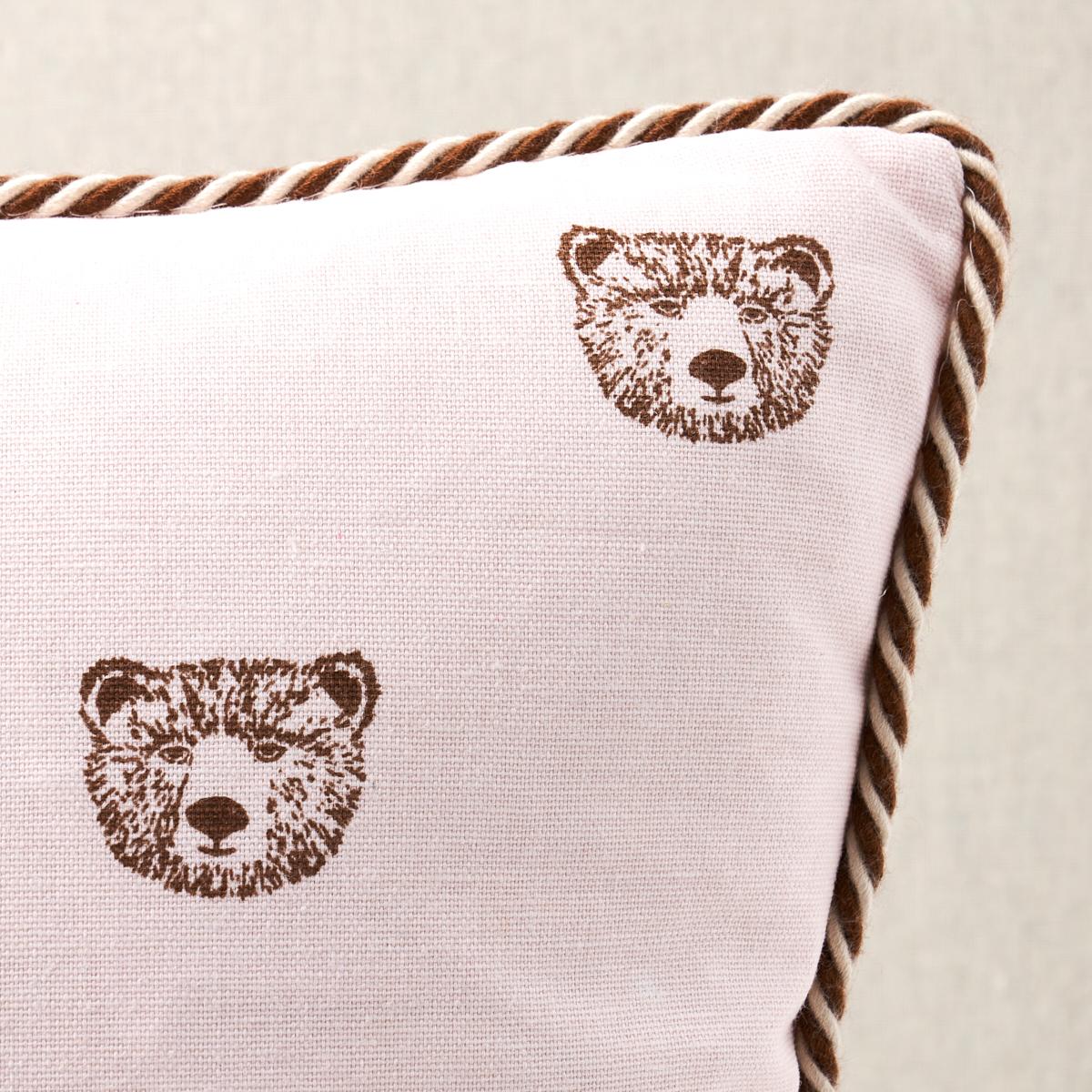 Schumacher Blush 14" x 14" Bear Print Pillow