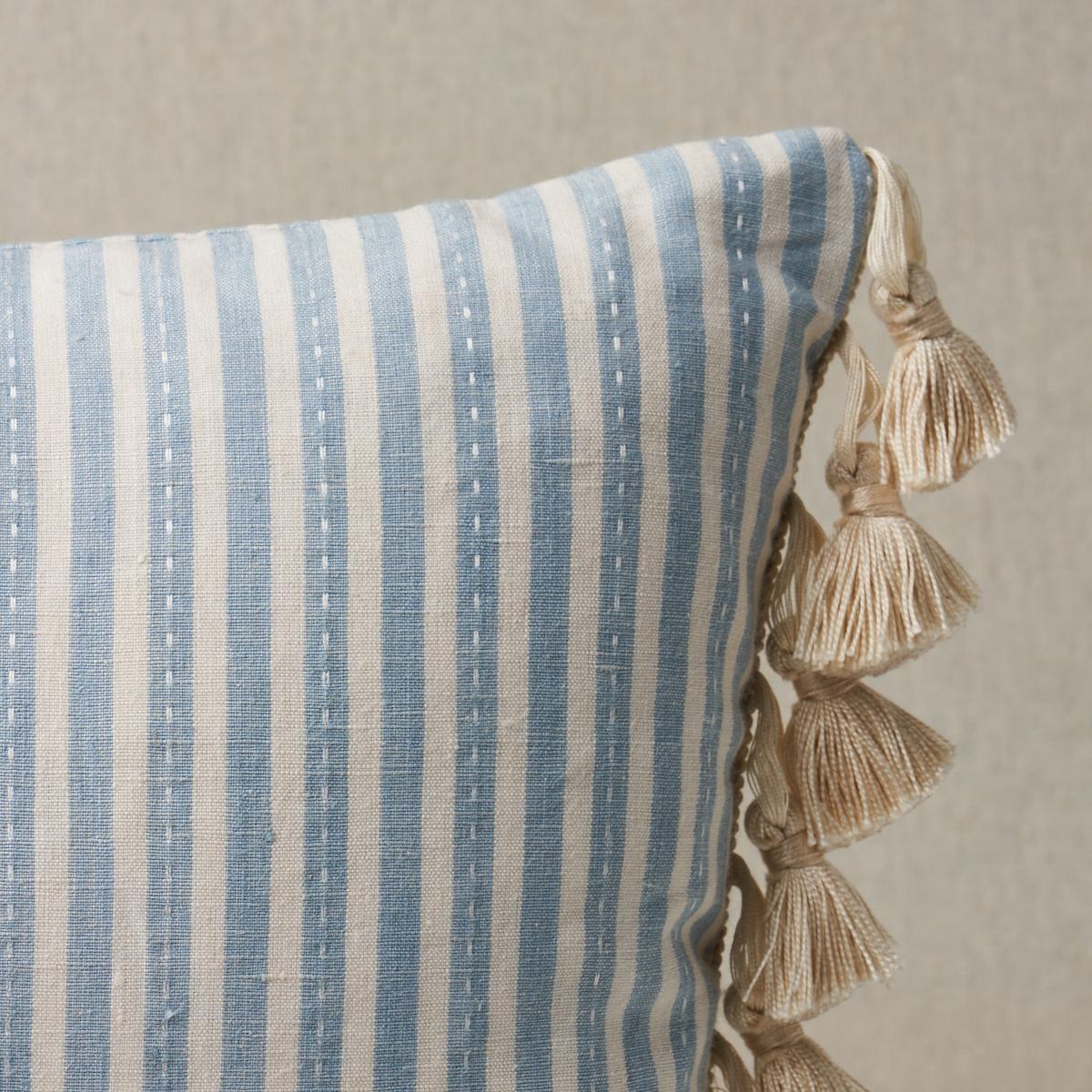 Schumacher Sky 16" x 12" Mathis Ticking Stripe Pillow