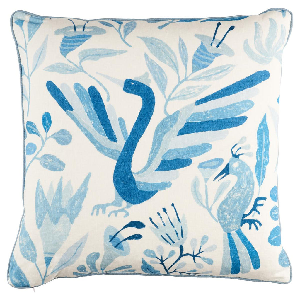 Schumacher Canopy Blue Birds 22" x 22" Pillow