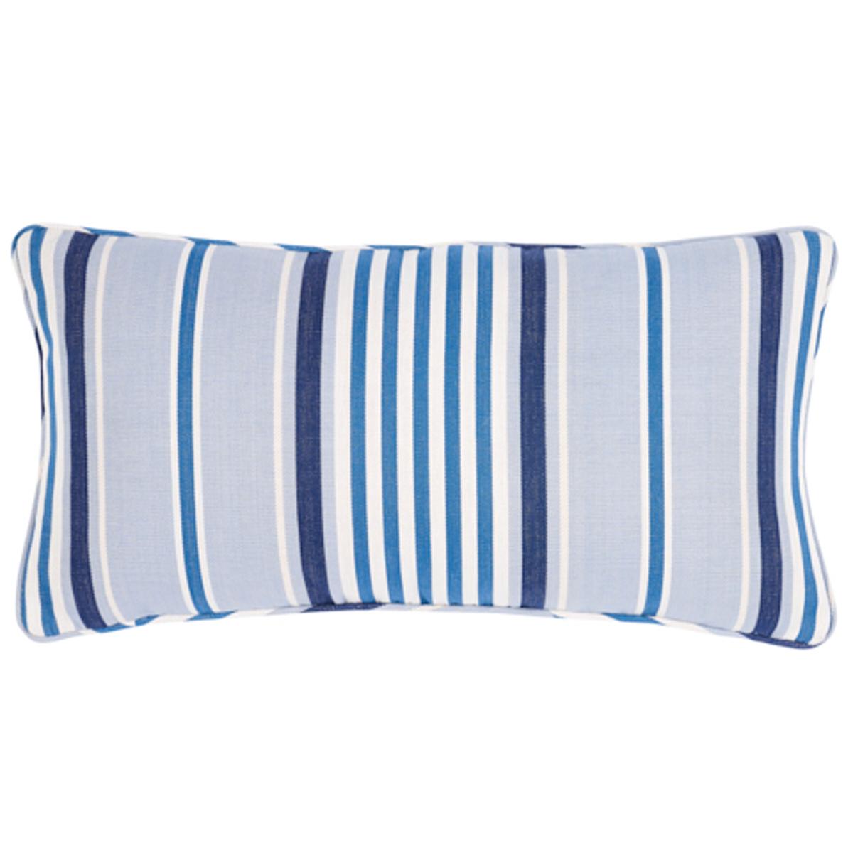 Schumacher Blue 24" x 12" Minzer Cotton Stripe Pillow