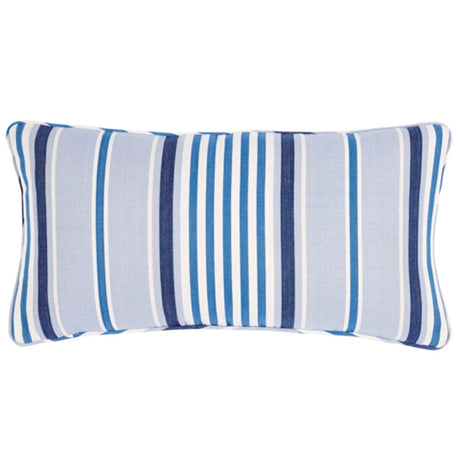 Schumacher Blue 24" x 12" Minzer Cotton Stripe Pillow