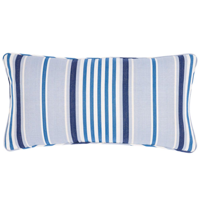 Schumacher Blue 24" x 12" Minzer Cotton Stripe Pillow