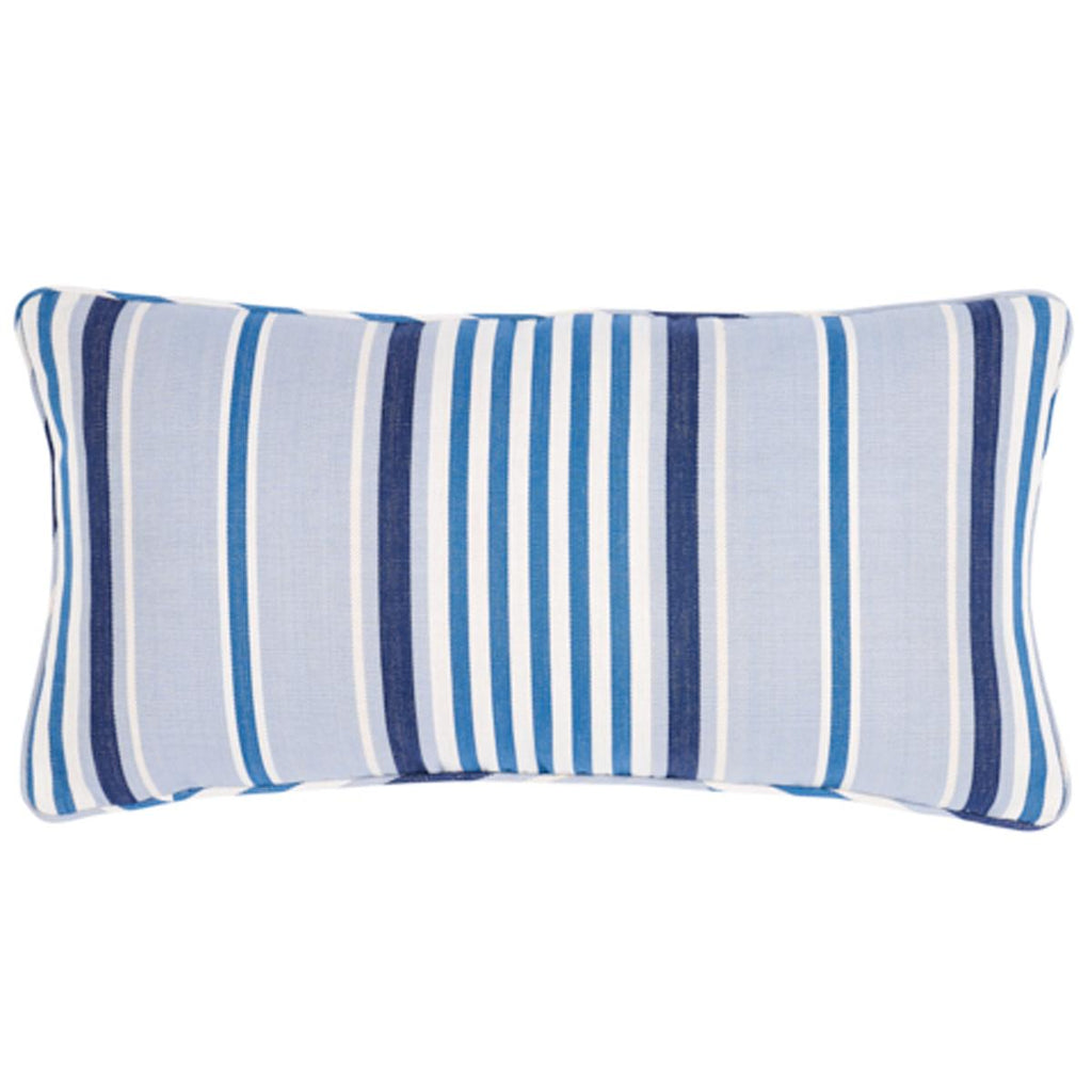 Schumacher Minzer Cotton Stripe Blue 24" x 12" Pillow