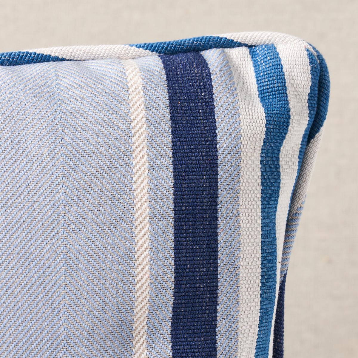 Schumacher Blue 24" x 12" Minzer Cotton Stripe Pillow