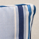 Schumacher Blue 24" x 12" Minzer Cotton Stripe Pillow