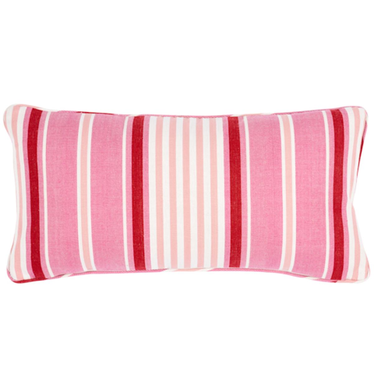 Schumacher Pink 24" x 12" Minzer Cotton Stripe Pillow