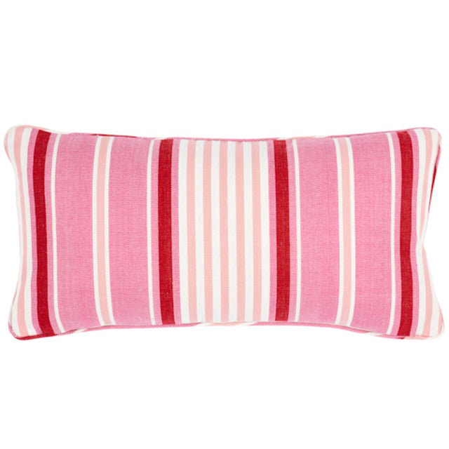 Schumacher Pink 24" x 12" Minzer Cotton Stripe Pillow