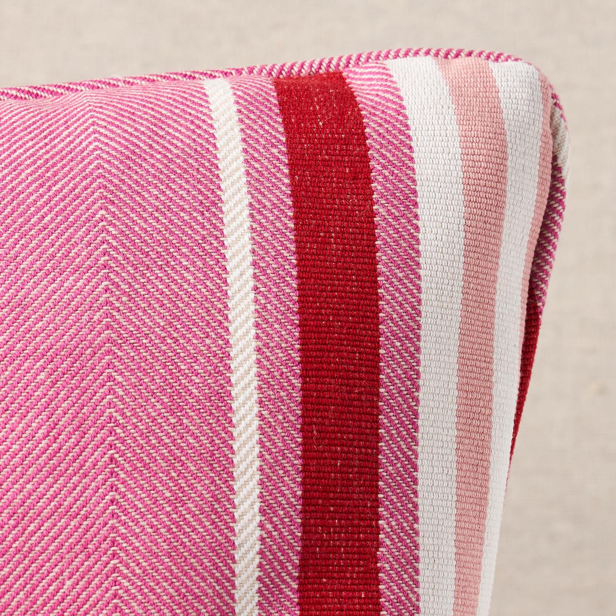 Schumacher Pink 24" x 12" Minzer Cotton Stripe Pillow