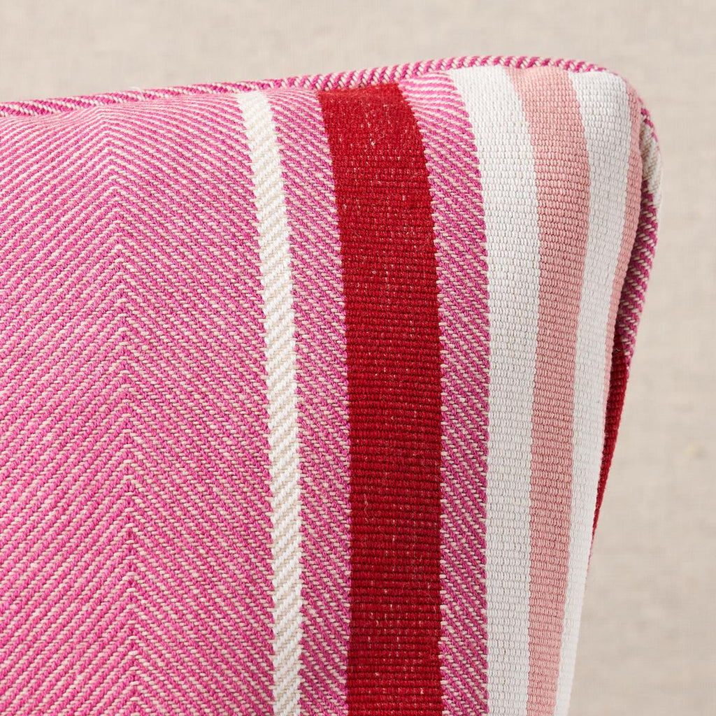 Schumacher Minzer Cotton Stripe Pink 24" x 12" Pillow