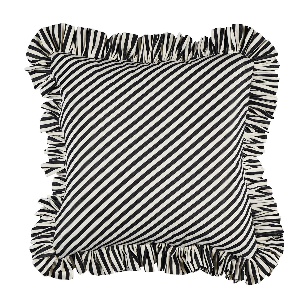 Schumacher Black 14" x 14" Brigitte Stripe Pillow