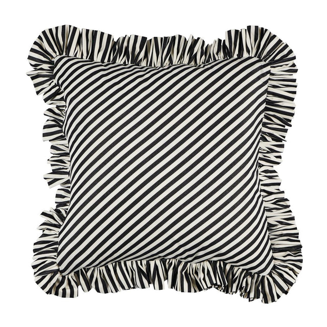 Schumacher Black 14" x 14" Brigitte Stripe Pillow