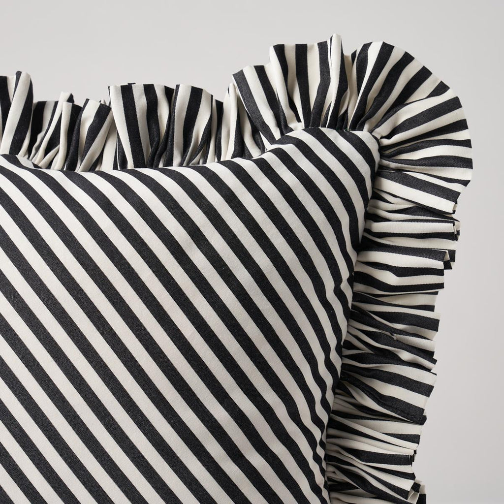 Schumacher Brigitte Stripe Black 14" x 14" Pillow