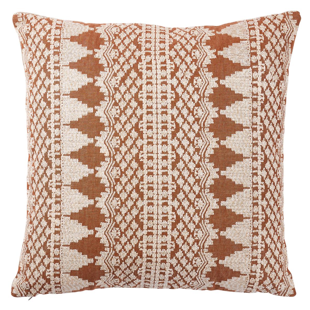 Schumacher Rust 22" x 22" Wentworth Embroidery Pillow