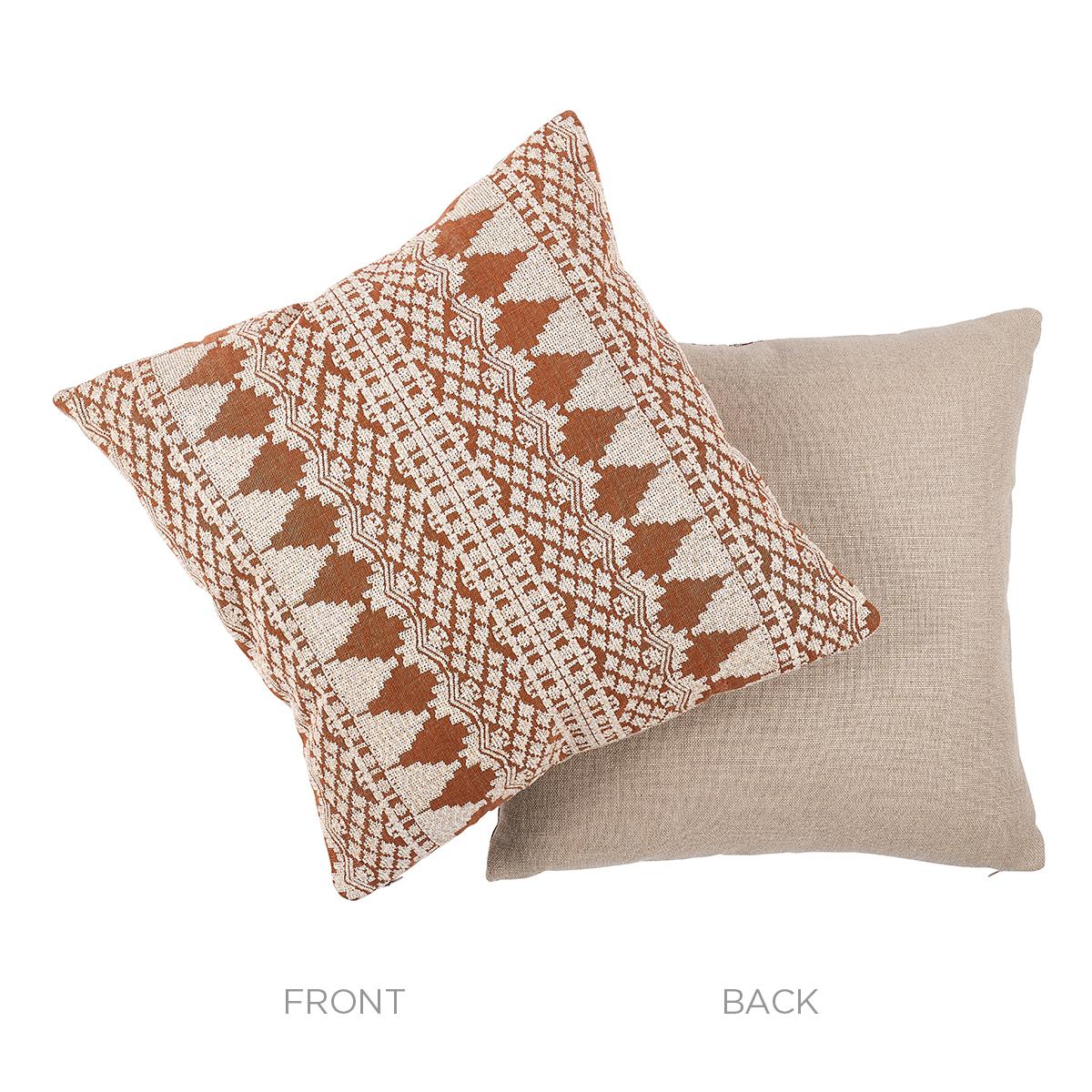 Schumacher Rust 22" x 22" Wentworth Embroidery Pillow