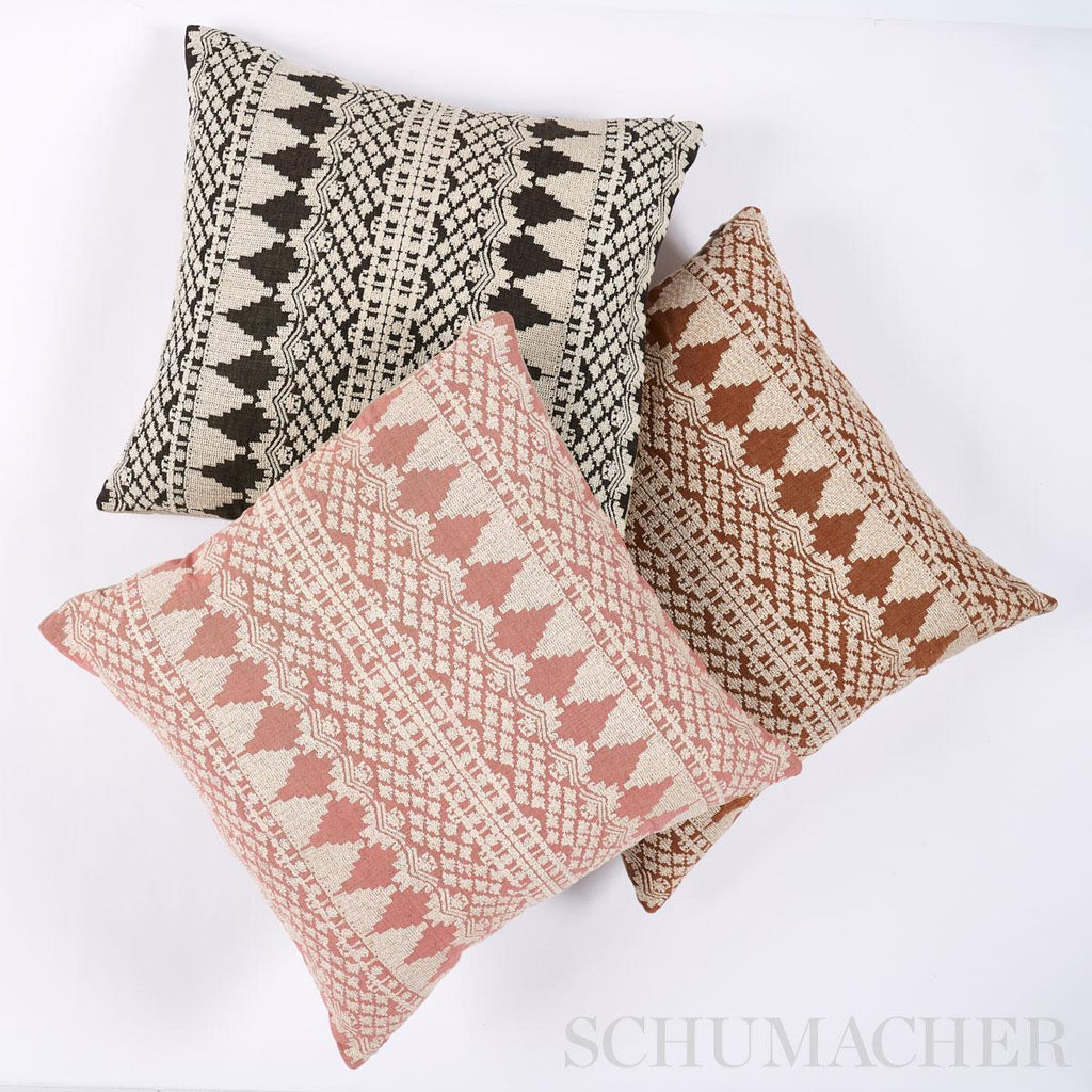 Schumacher Wentworth Embroidery Carbon 22" x 22" Pillow