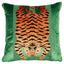 Schumacher Green 18" x 18" Jokhang Tiger Velvet Pillow