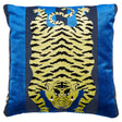 Schumacher Blue 18" x 18" Jokhang Tiger Velvet Pillow