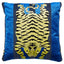 Schumacher Blue 18" x 18" Jokhang Tiger Velvet Pillow