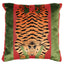 Schumacher Red & Green 18" x 18" Jokhang Tiger Velvet Pillow