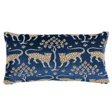 Schumacher Sapphire 24" x 12" Woodland Leopard Velvet Pillow