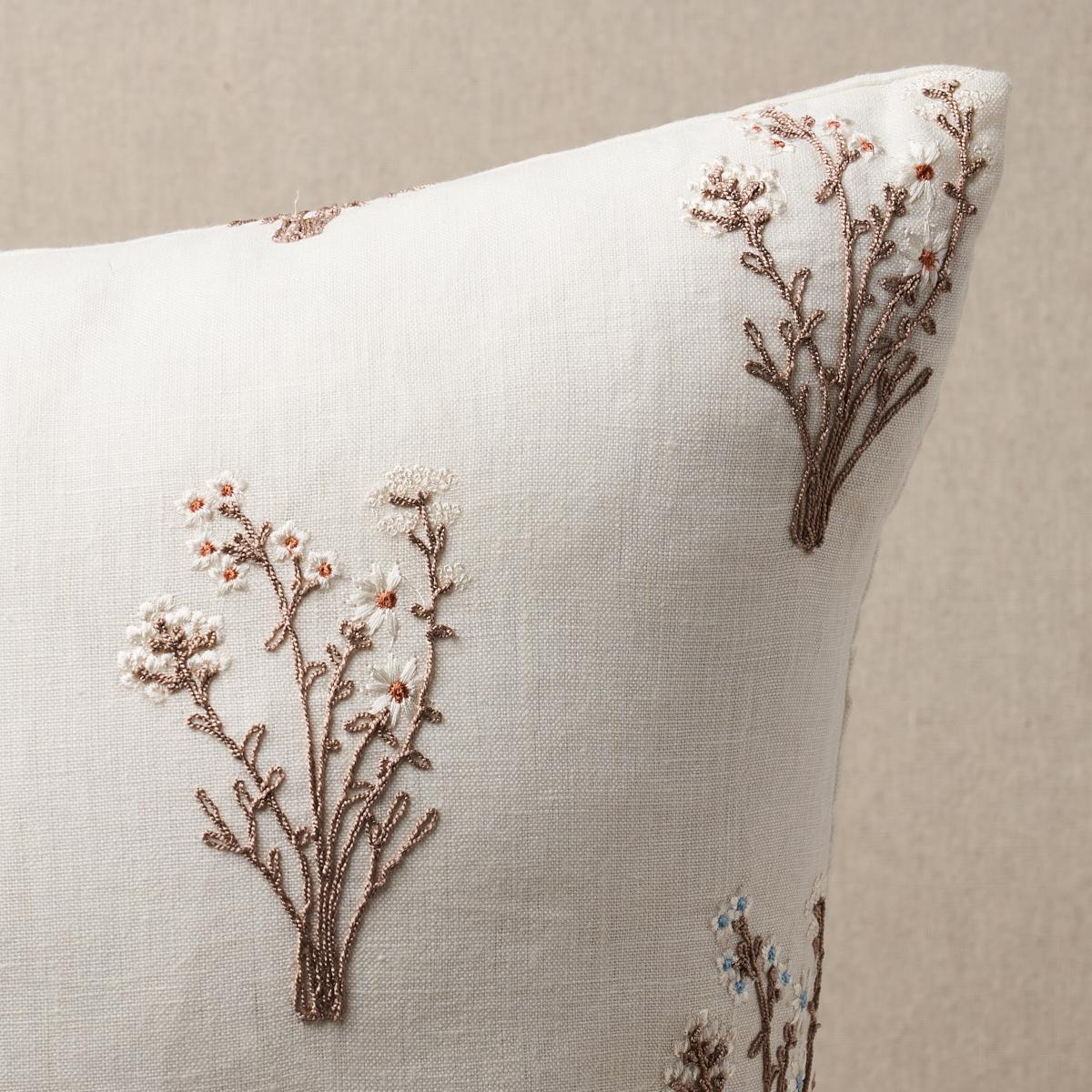 Schumacher Stora Embroidery Ivory 22" x 22" Pillow