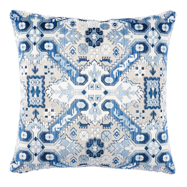 Schumacher Indigo 20" x 20" Tiraz Velvet Pillow
