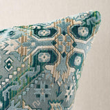 Schumacher Peacock 20" x 20" Tiraz Velvet Pillow