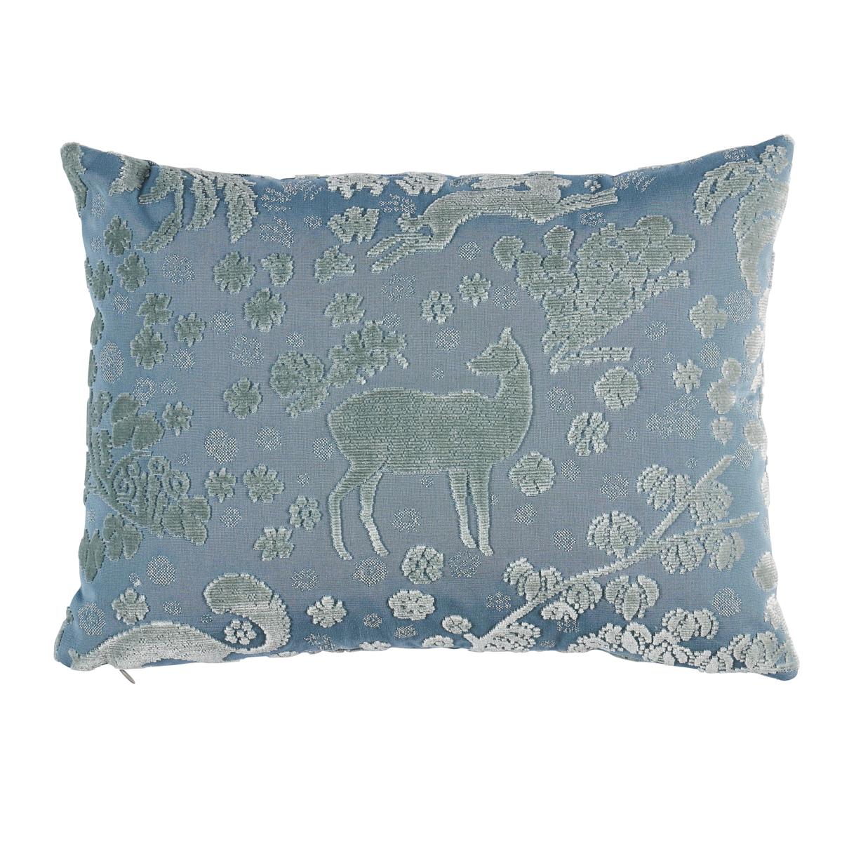 Schumacher Slate Blue 16" x 11" Arbor Forest Pillow