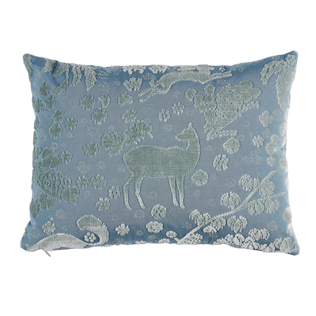 Schumacher Slate Blue 16" x 11" Arbor Forest Pillow