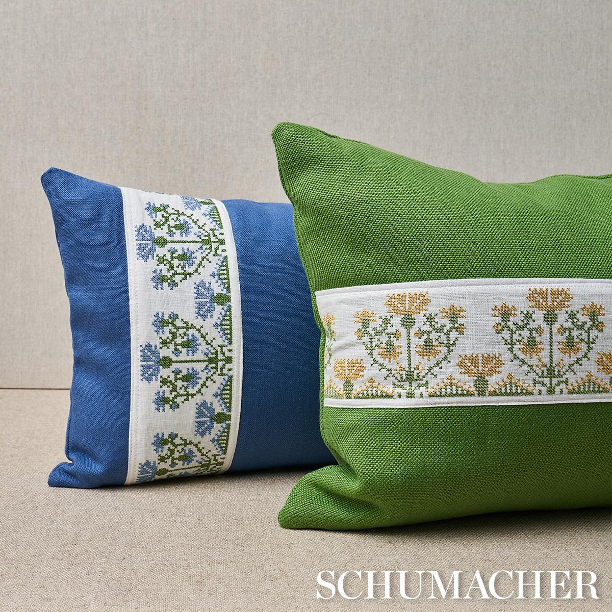 Schumacher Custis Embroidery Chesapeake 24" x 12" Pillow