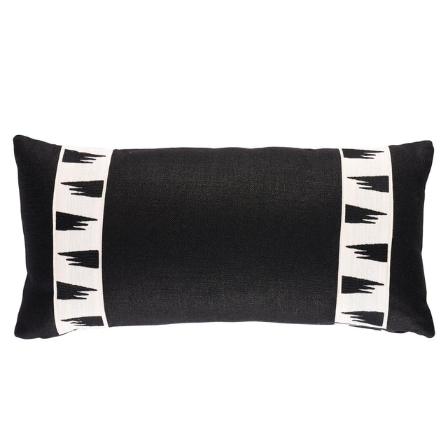 Schumacher Ivory 24" x 12" Tutsi Tape Pillow