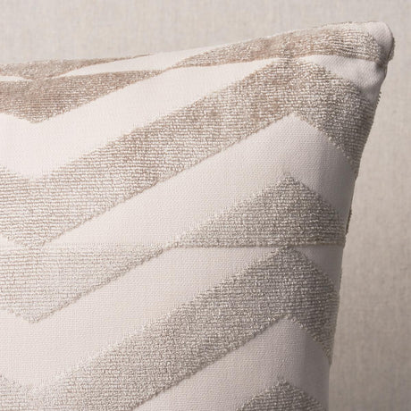 Schumacher Taupe On Ivory 20" x 20" Broken Chevron Pillow
