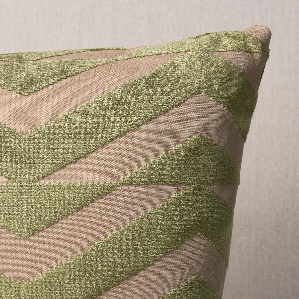Schumacher Olive On Khaki 20" x 20" Broken Chevron Pillow
