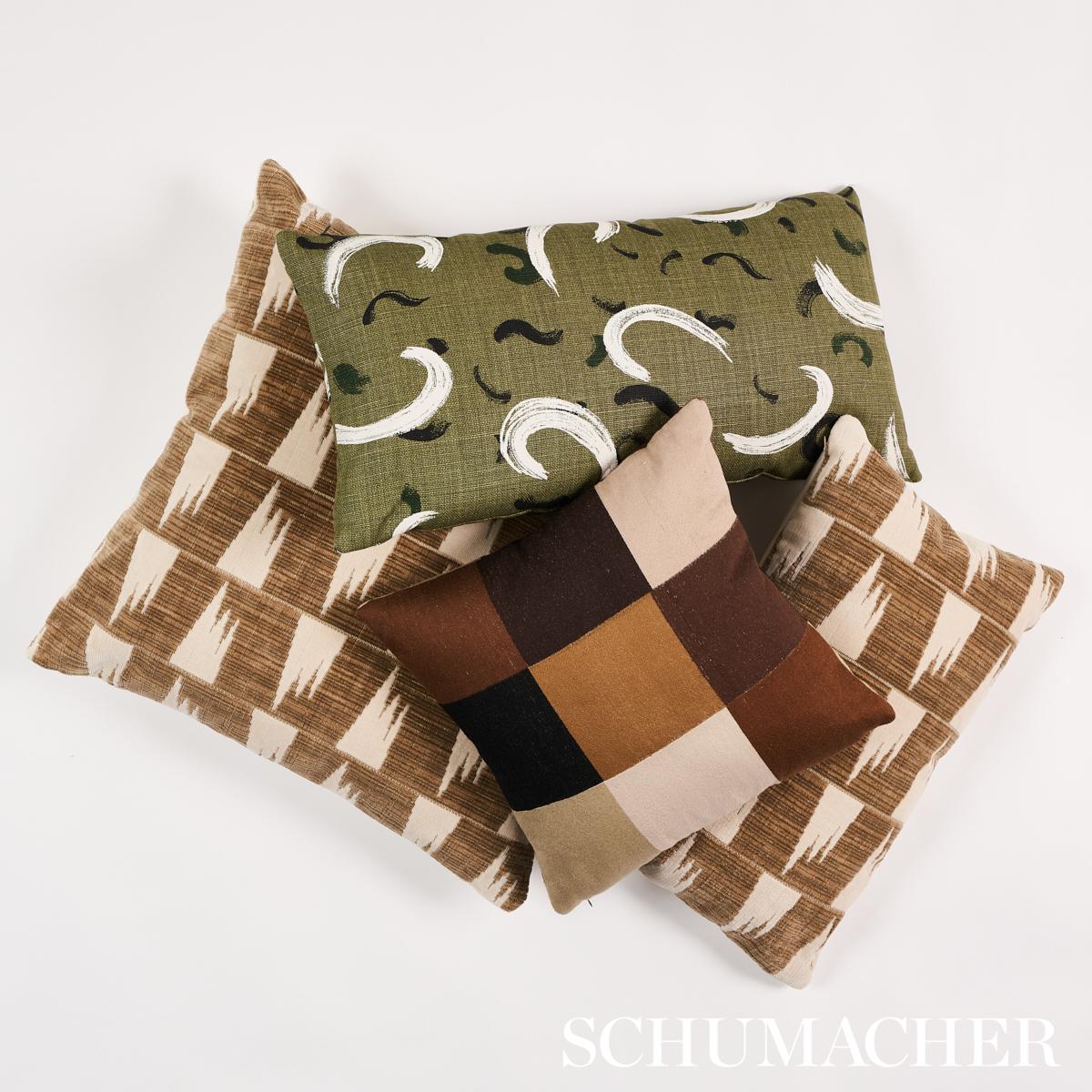 Schumacher Strong Neutral 15" x 15" Embroidered Tile Pillow