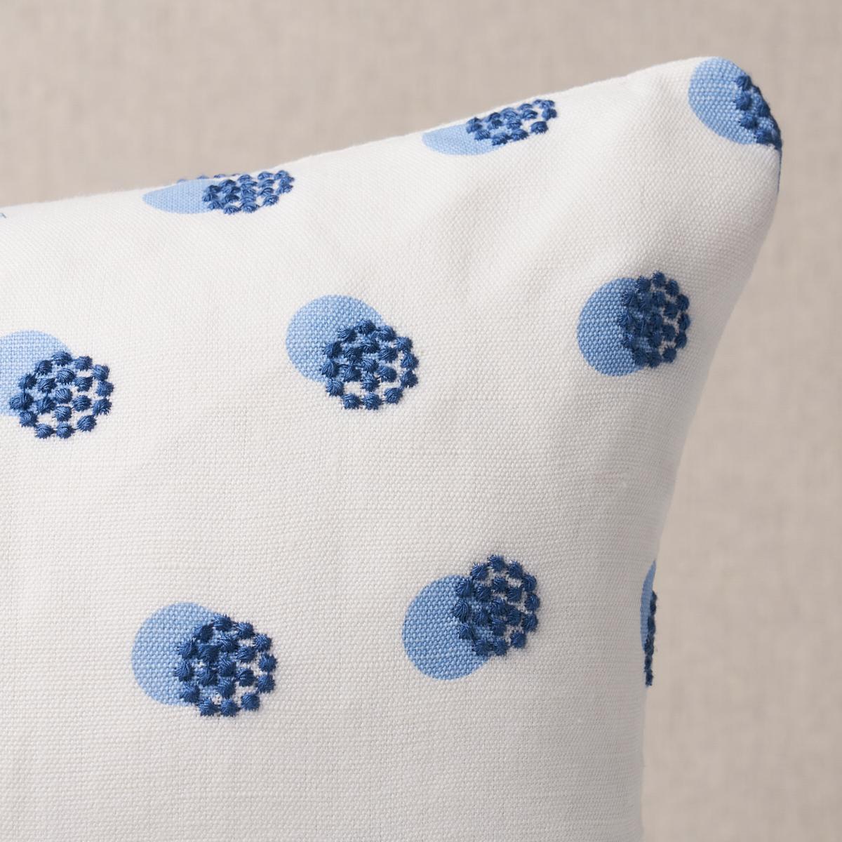 Schumacher Blue On Ivory 16" x 12" Taylor Embroidery Pillow
