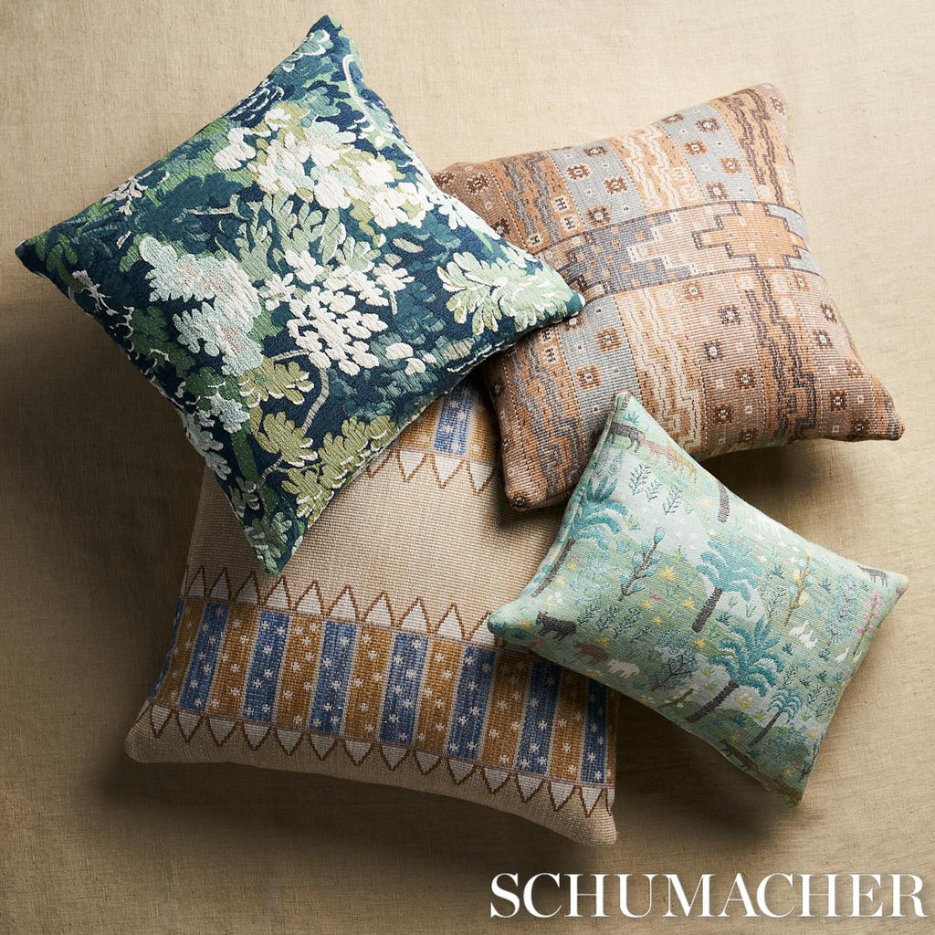Schumacher Las Colinas Scenic Tapestry Green 20" x 14" Pillow