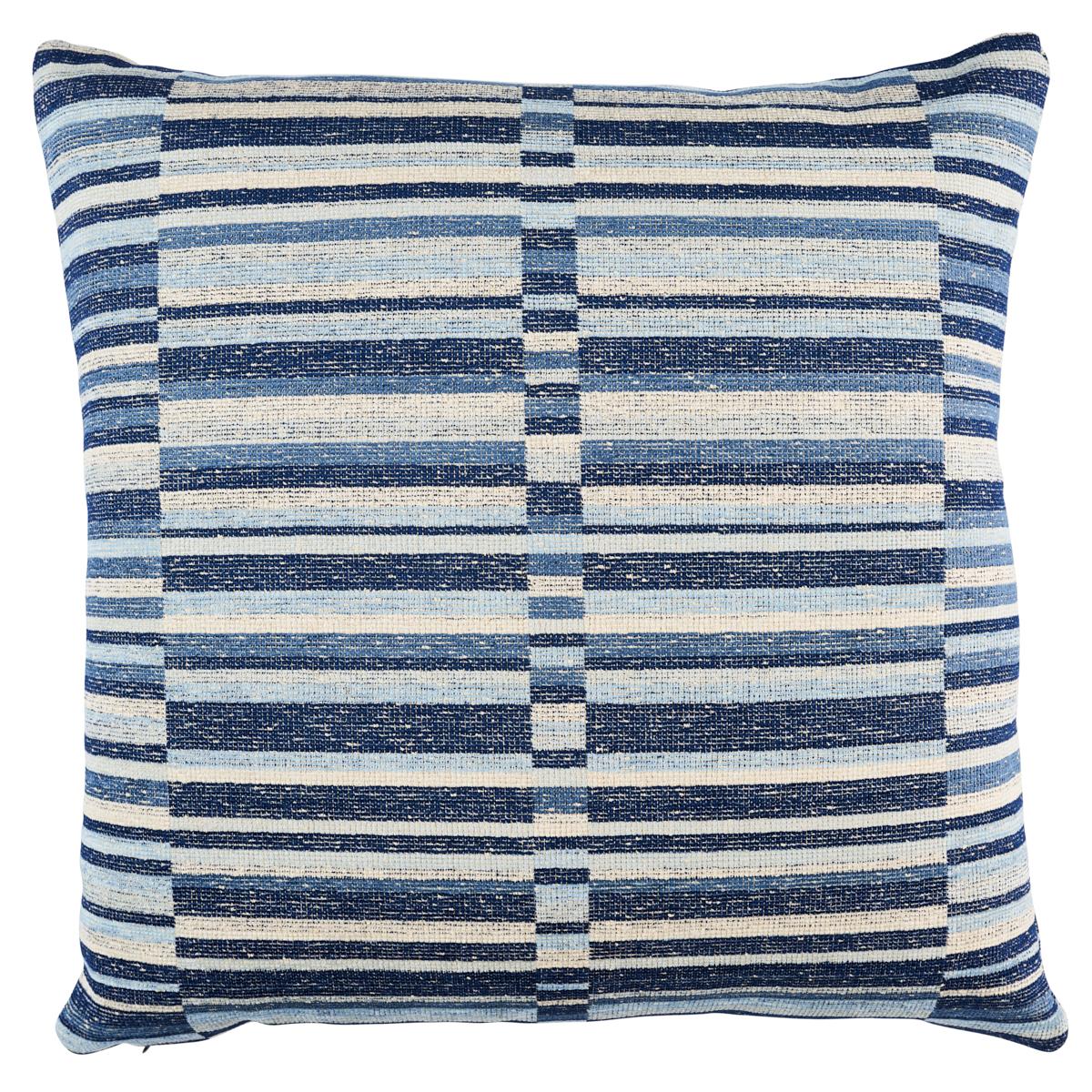 Schumacher Blue 20" x 20" Tierra Stripe Pillow