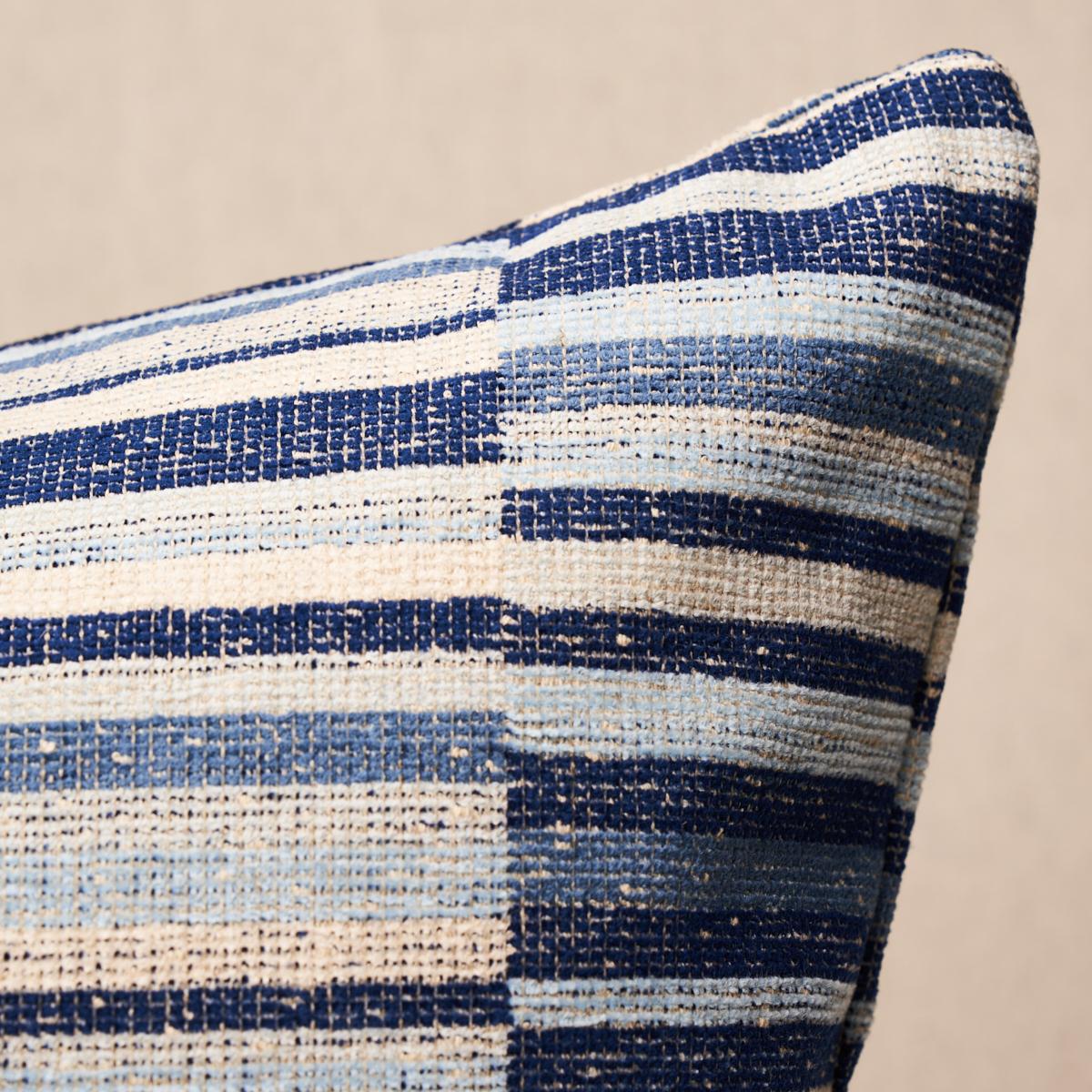 Schumacher Tierra Stripe Blue 20" x 20" Pillow