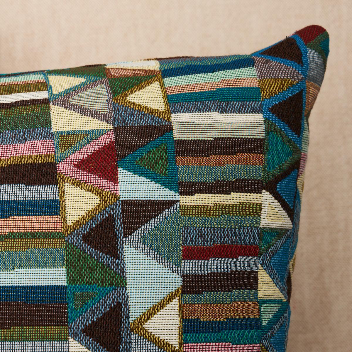 Schumacher Peacock 20" x 20" Bizantino Quilted Weave Pillow