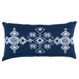 Schumacher Indigo 24" x 12" Nadira Embroidery Pillow