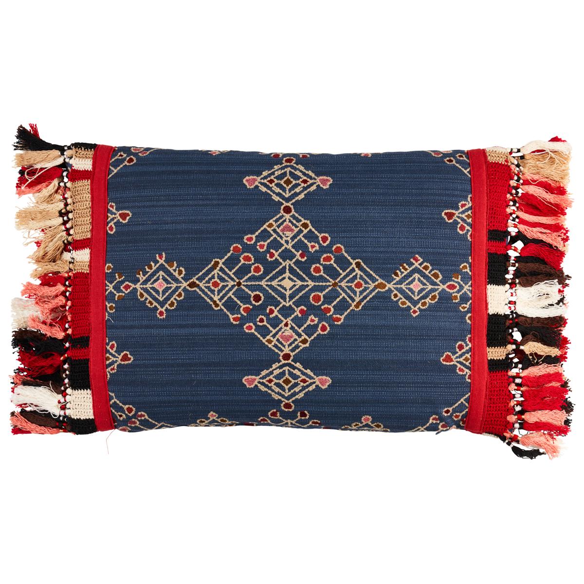 Schumacher Indigo 18" x 12" Kalindi Embroidery Pillow