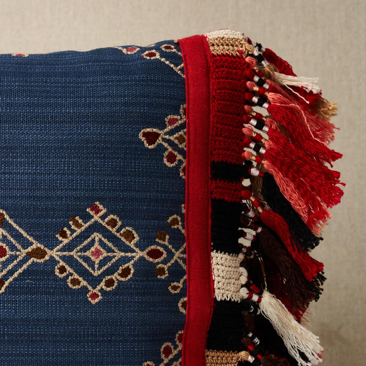 Schumacher Indigo 18" x 12" Kalindi Embroidery Pillow